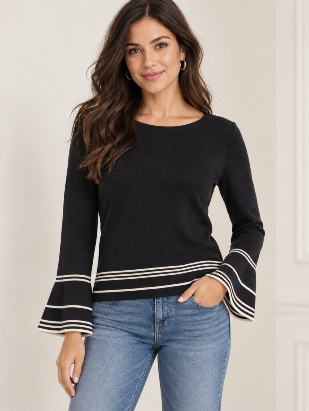 ❤️ ANN TAYLOR BELL SLEEVE KNIT TOP, SMALL